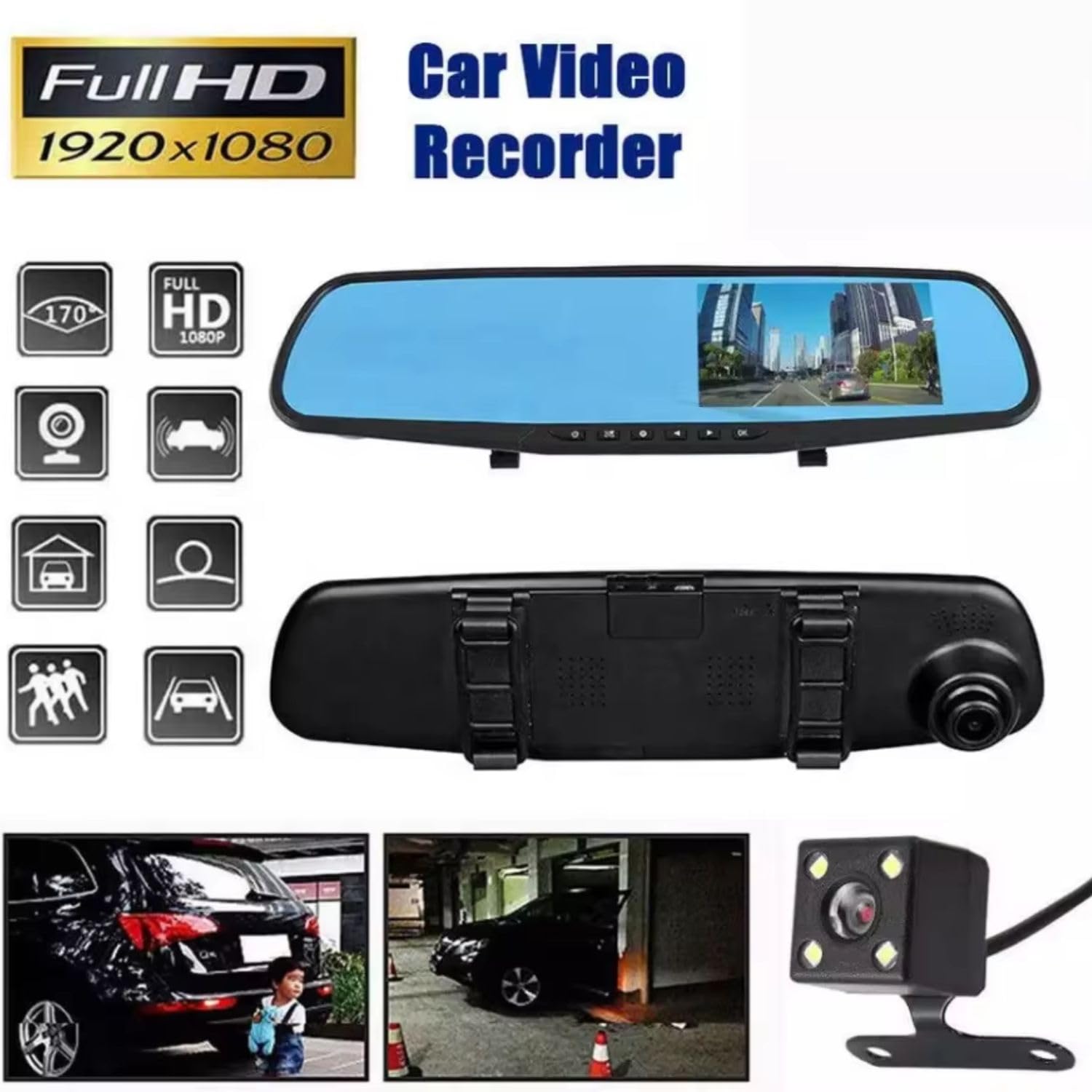Maizic Smarthome 3In1 2K Front/Rear/Mirror Car DVR Dash Cam Rear